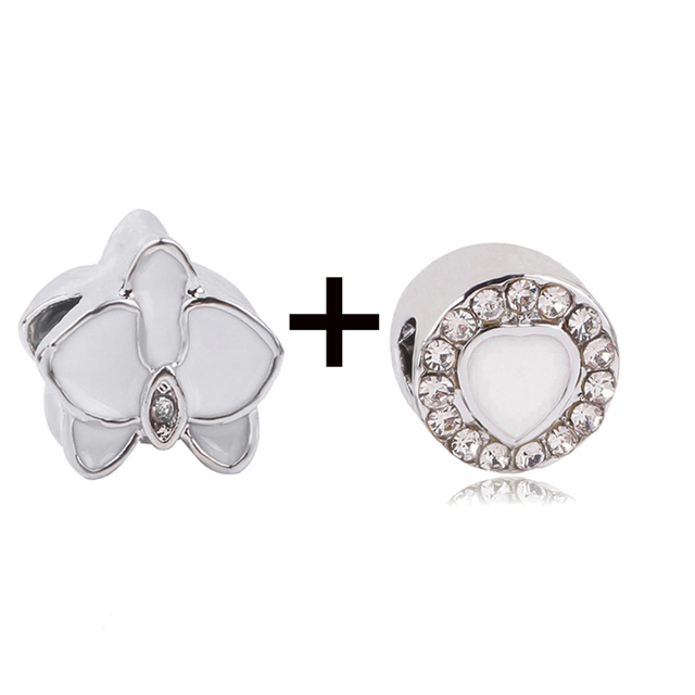 New Design White Heart Charm Beads Pendant Fit European Style Brand Bracelets Necklaces For Women Jewelry Making