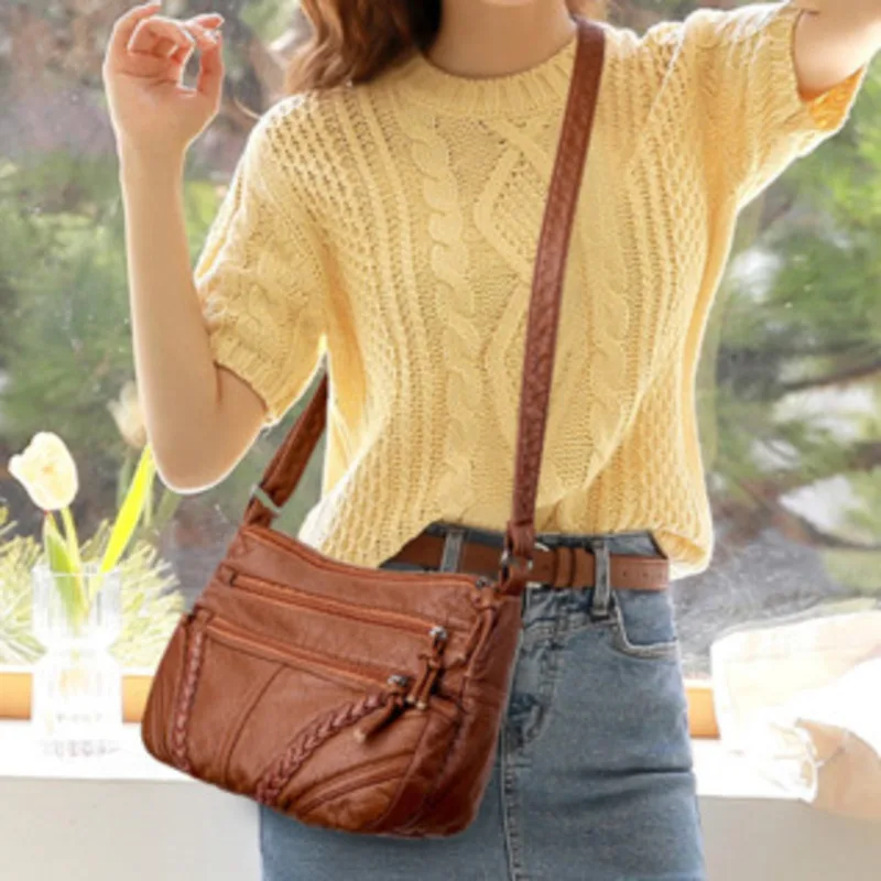 Shoulder Soft One Bag Crossbody Leather Texture Large Capacity Backpack Casual Handbag For Woman High-Quality Messengerversatile