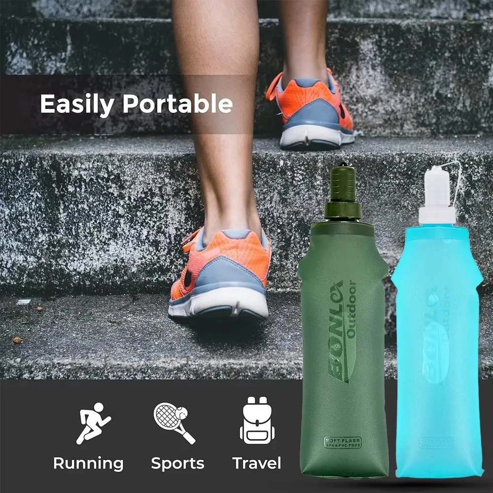 Outdoor Sports Soft Water Bag Marathon Water Bottle Running Folding Kettle TPU Hydration Flask for Running Hydration Pack
