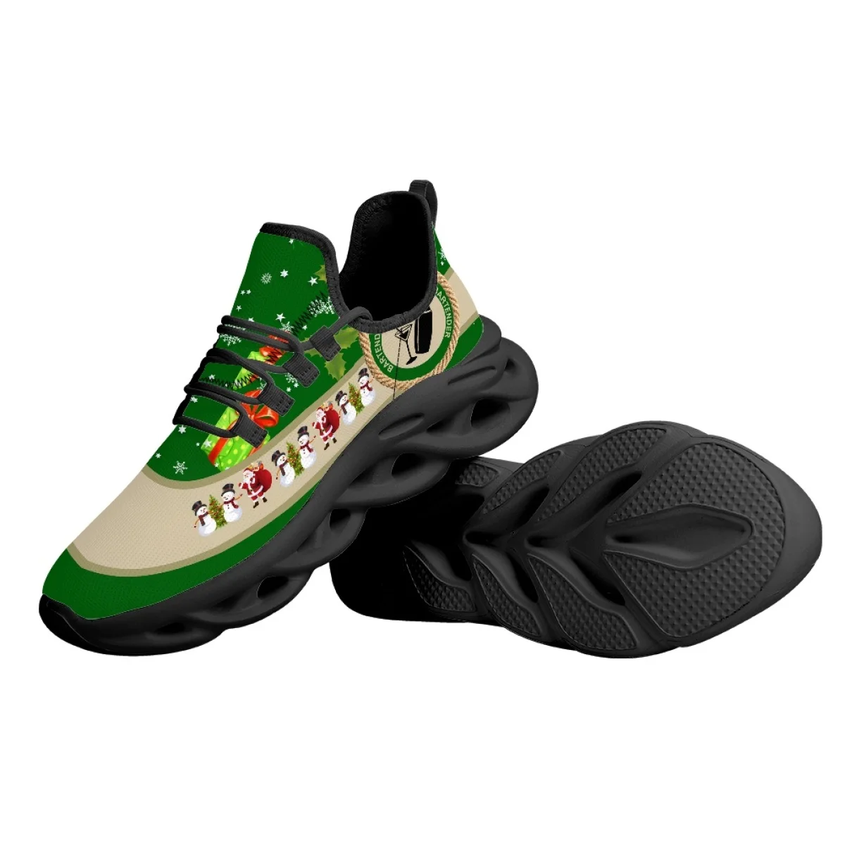 INSTANTARTS 2024 Top Quality Running Shoes Christmas Snowman Gifts Design Women's Lightweight Cushioning Sneakers Soft Tennis