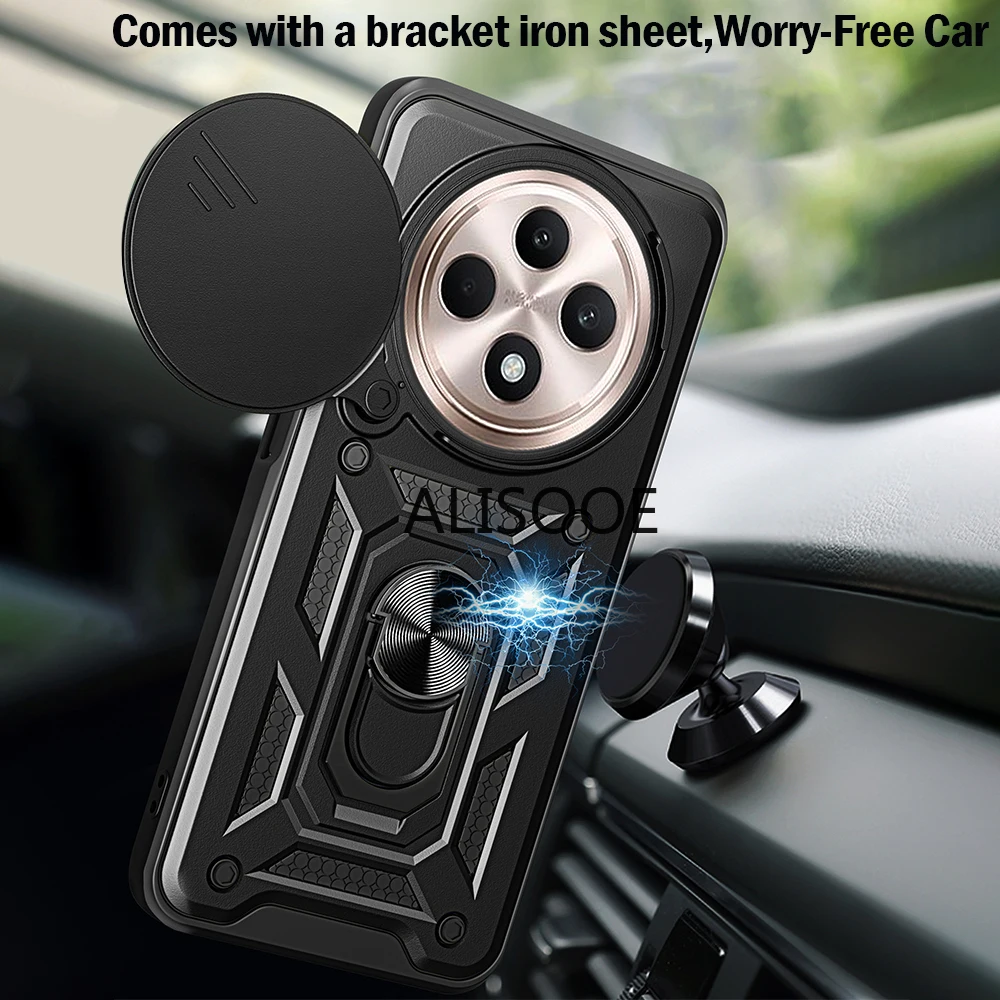 Premium Armor Case with Slide Camera Lens Protector and Ring Stand