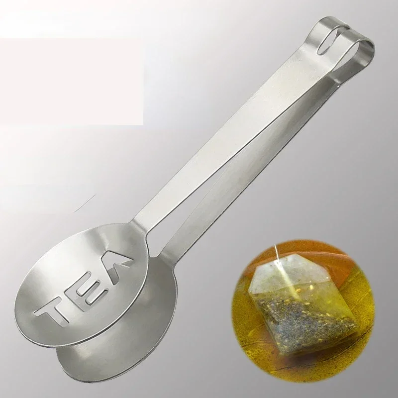 Stainless Steel Thicken Tea Bag Clip Tongs Teabag Squeezer Tea Leaf Strainer Holder Grip Spoon Mini Sugar Clip Anti-hot Clamp