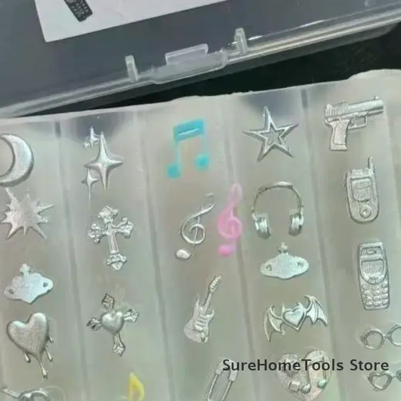 3D Transparent Silicone Nail Molds - Retro Music Punk Mermaid Tail Shell Templates, Sweet Cool DIY Manicure Jewelry Crafts Molds