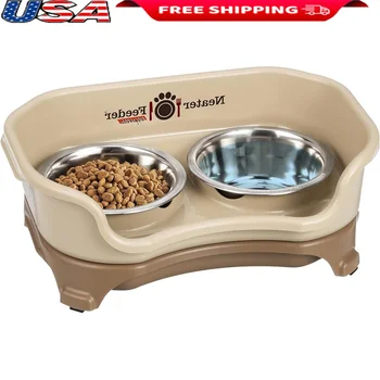 Mess Proof Elevated Dog Bowls Non Spill Non Tip Stainless Steel Catch Basin Small Dog Feeder Dishwasher Safe Rubber Feet 1