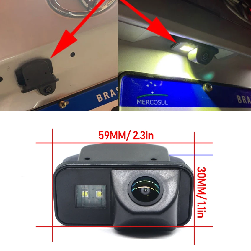 Toyota Corolla Fielder Wagon 용 후면 카메라 2007 2017 2018 역방향 카메라 CCD 야간 투시경 번호판 카메라 Fisheye Lens