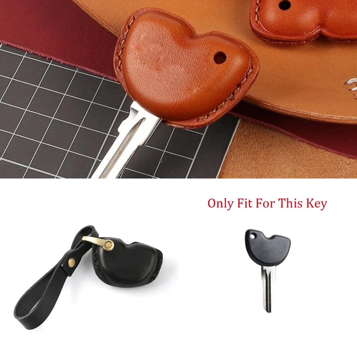 Leather Motorcycle Key Case Shell Cover and Lock Opener