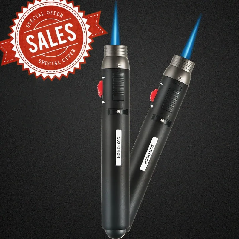 

Hot Double Use Pencil Torch Jet Lighter Cigarette Gas Lighter Kitchen Gadgets BBQ Candle Lighter Windproof Welding Torch Lighter