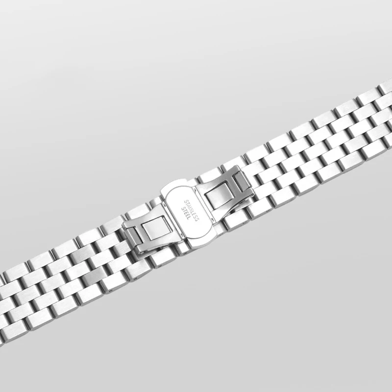 UTHAI-Bracelet de Montre Universel en Acier Inoxydable à Cinq Perles, Boucle Papillon à Double Bouton, 20mm 22mm