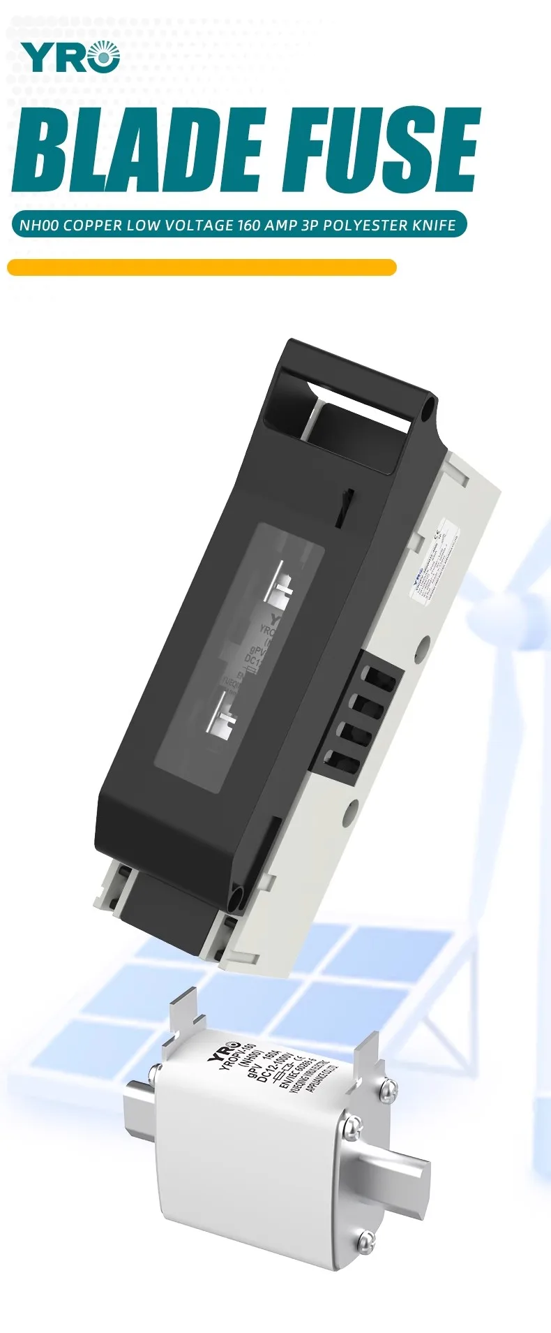 Description Picture 2 of item1000VDC Fuse Disconnector Switch 1P for NH1 battery fuse 250A Telecom Fuse