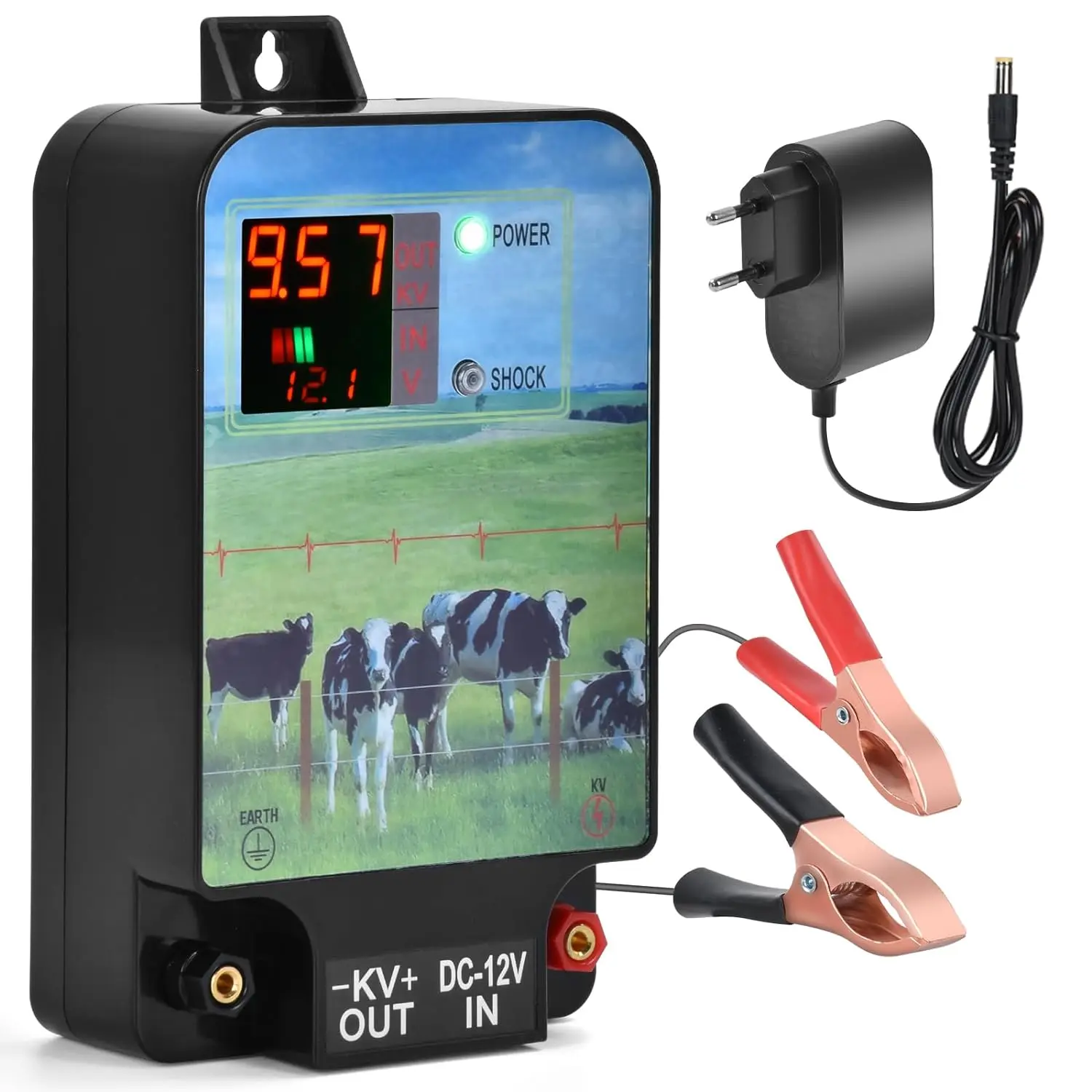20KM Electric Ranch Fence Energizer High Voltage Controller For Shepherd Horse Poultry Farm Animal Livestock Fence Charger Tool
