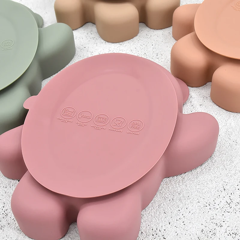 Children's Dishes Baby Silicone Sucker Bowl Baby Panda Face Dining Plate Toddle Training Tableware Kids Feeding Bowls 5