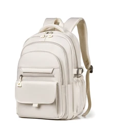 Stylish Multi-Layer Waterproof Oxford Backpack - Large Capacity for Commuters and Students (Beige)
