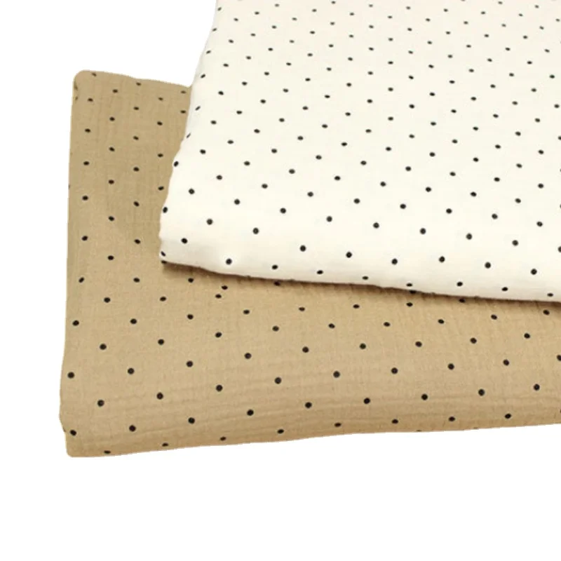 Polka Dots Print Cotton Crepe Fabric Double Seersucker Fabric Sewing Quilting Patchwork Pajamas Baby Cloth Blanket DIY Fabric