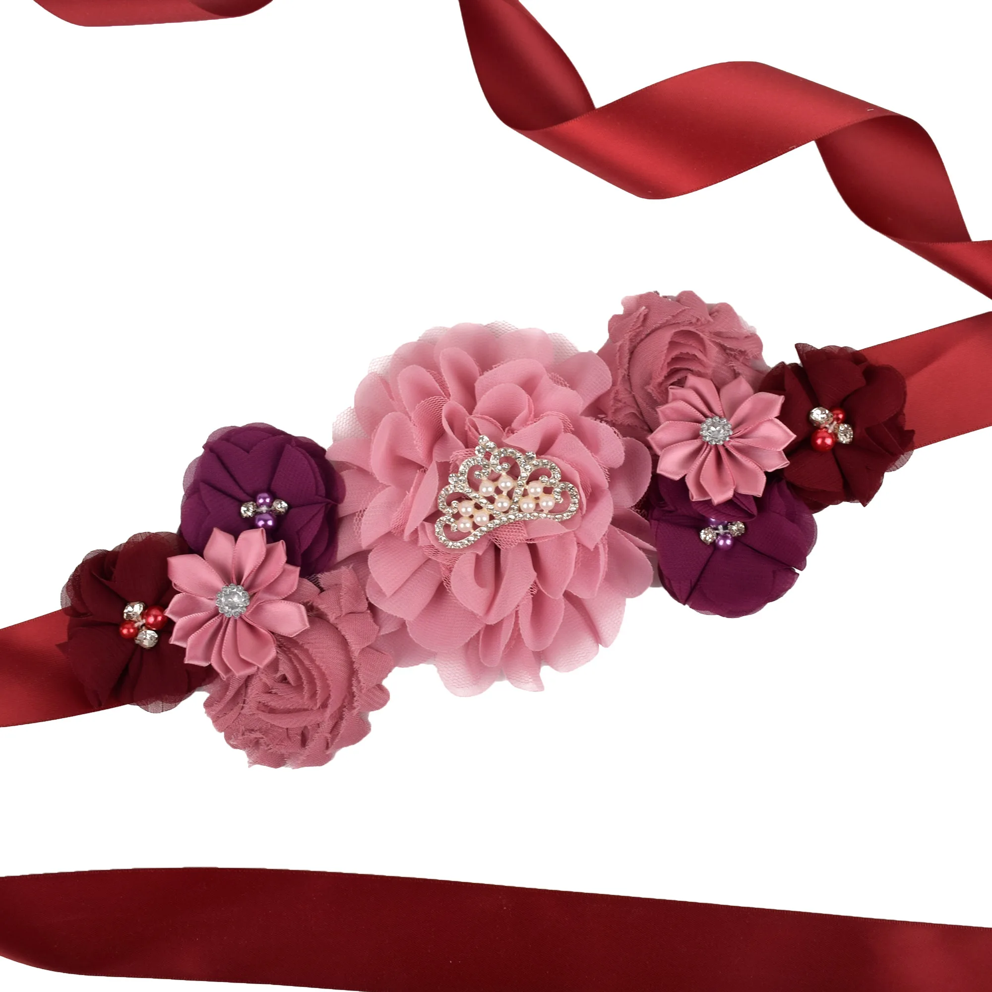 

Dusty Rose Maternity Sash Flower Sash Pregnancy Belly Belt Photo Props Gift Baby Shower Party Wedding Sash Flower Girl Belt