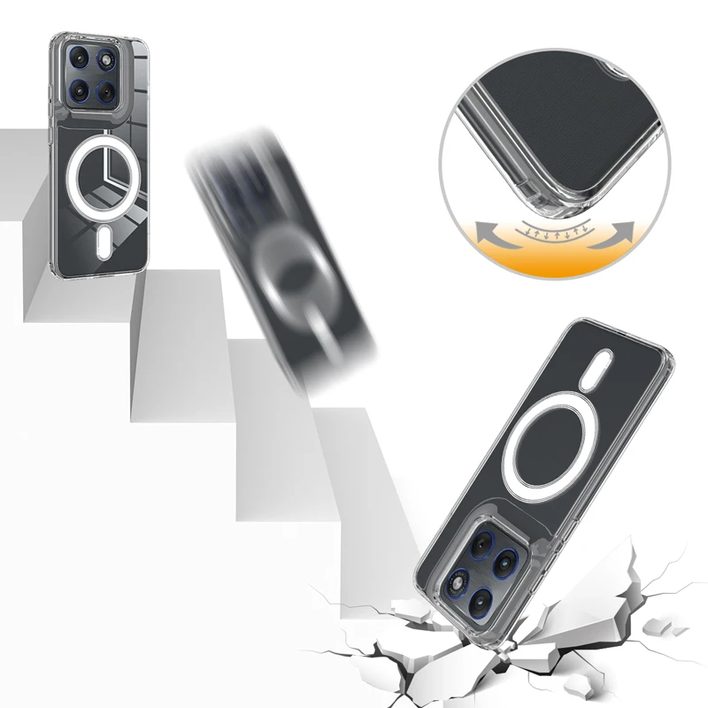 Magnetic Shockproof Transparent Hard Edge Case