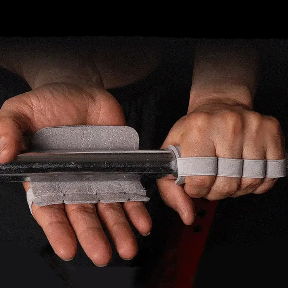 1Pair Cowhide Leather Weight Lifting Training Gloves Fitness Sports Gymnastics Grips Pull Ups Workout Anti-Slip Palm Pad