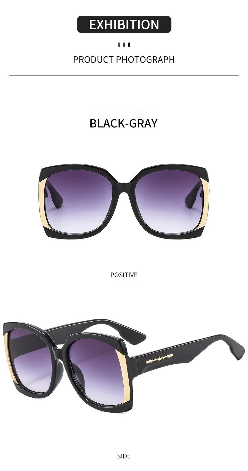 New Large Frame Square Trendy Sunglasses, Versatile Street Photos, Modern Sunglasses, Trendy Colorful Glasses_voghion.com