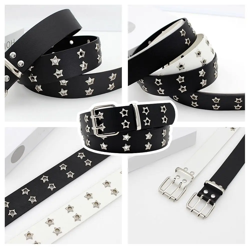 Hip Hop Niet Gürtel Männer Frauen Stern Öse Tülle Taille Strap Einstellbare Punk Taille Gürtel Doppel Pin Schnalle Y2K Stil Gürtel – Detail 12