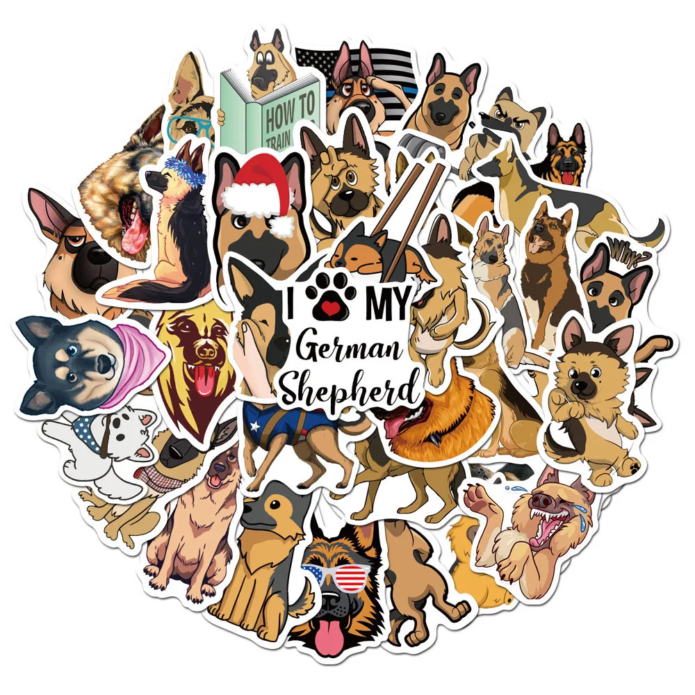 

10/30/50PCS Shepherd Dog Animal Cartoon Graffiti Waterproof Sticker Creative Decorative Decal Refrigerator GuitarHelmetWholesale
