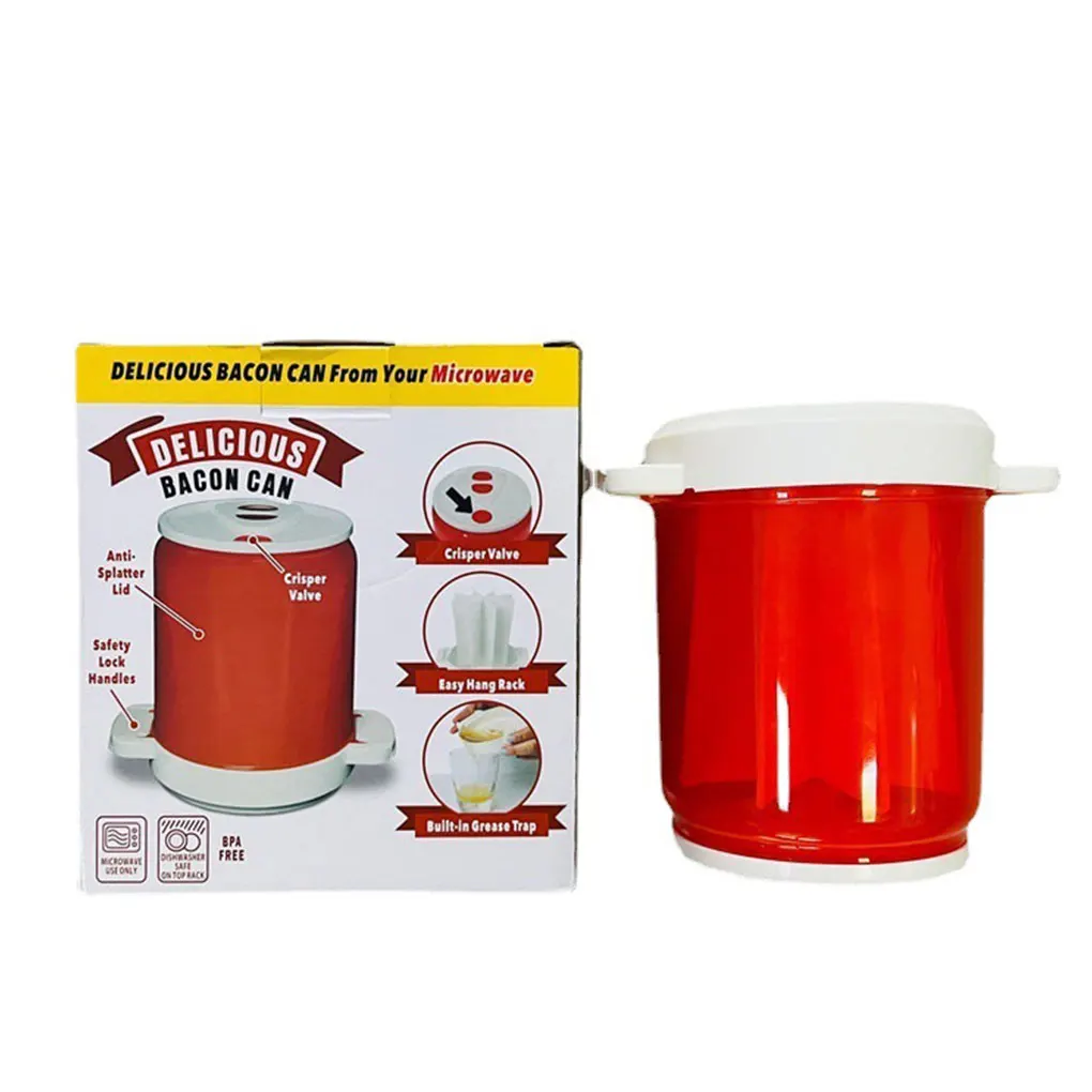 

No More Grease BPA Free Plastic Microwave Bacon Can Splatter-Proof Microwave Bacon Cooker
