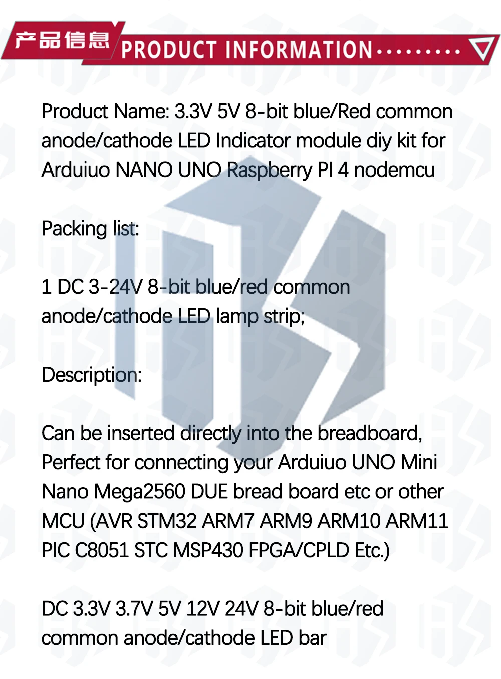 1PCS~20PCS 3-24V 8Bit Blau/Rot Gemeinsame Anode/Kathode LED-Anzeigemodul Starter-Kit-Platine für MCU ARM Drucker UNO MEGA2560 EGBO – Detail 2