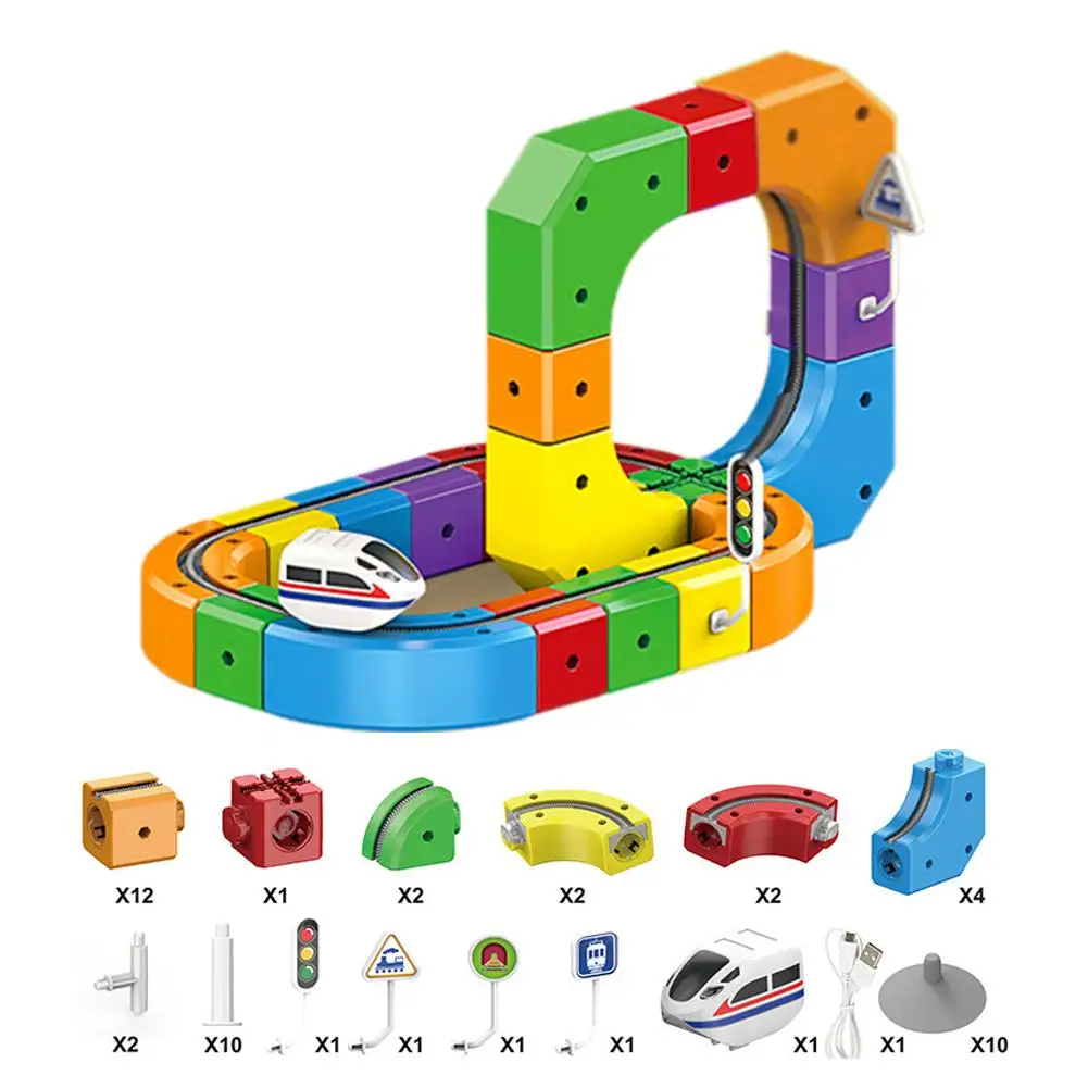 51/81/123PCS Electric Magnetic Track Set with Anti-Gravity Vehicles STEM Building Toy Creative DIY Railway Model Gift