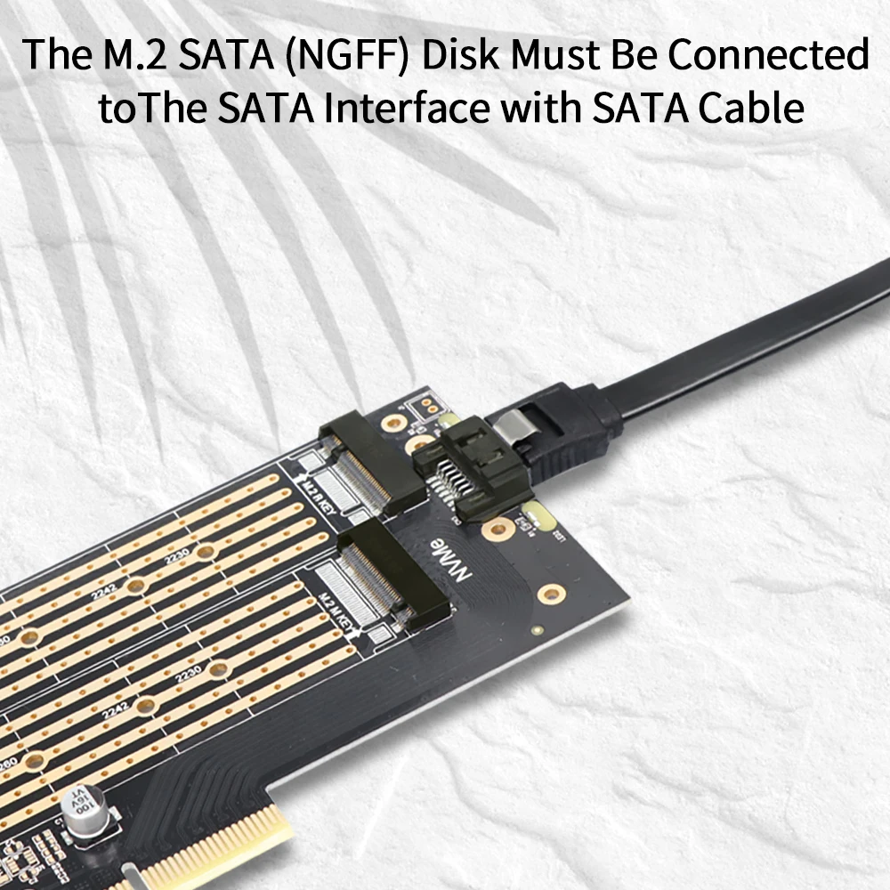 Jeyi sk6 m.2 dual m.2 pcie 4,0 adapter für nvme/ngff ssd, nvme (m key) und sata (b key) ssd zu pcie x4 x8 x16 steckplatz – Detail 3