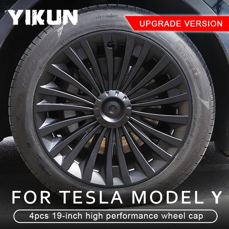 Wheel Hub Caps 4PCS Hub Cap Performance Replacement Wheel Cap Automobile Full Rim Cover Accessories for Tesla Model Y 19 Inch-Hubcap