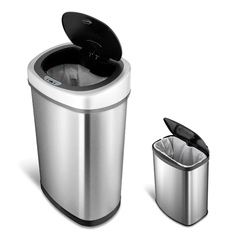 

13.2 gal Motion Sensor Trash Can Combo, Fingerprint-Resistant Stainless Steel bathroom trash can garbage can garbage bin