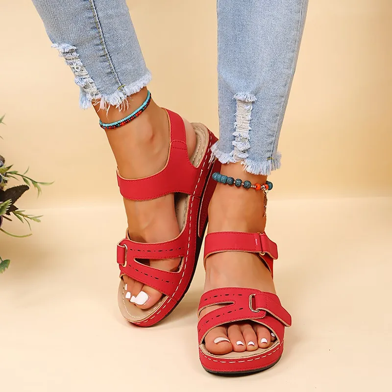 New Large Fish Mouth Casual Sandals – Amazon Hot Roman Style Velcro Shoes for Women Beach Footwear Sandals