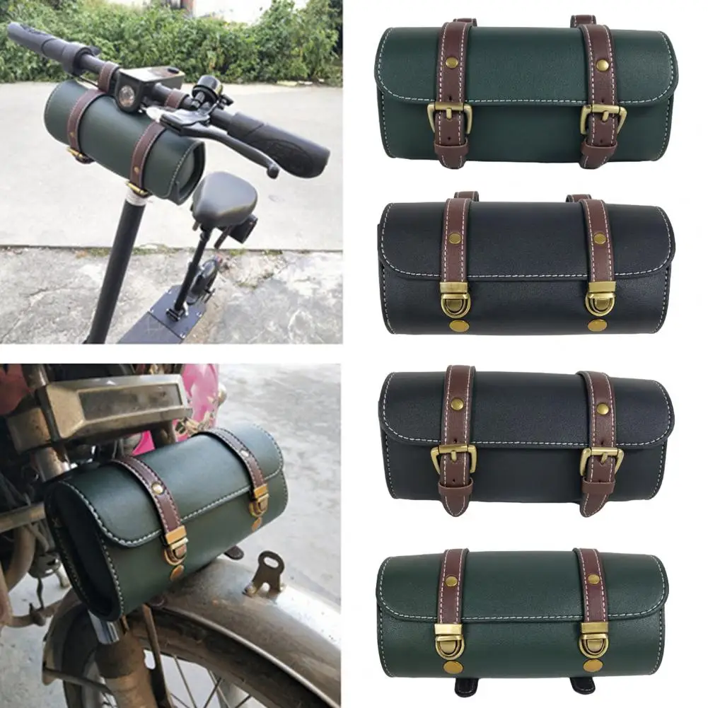

Bicycle Bag Retro Tail Bag Leather Saddle Cushion Bag Motorcycle Electric Bike Rainproof Handlebar Bag For Brompton Bag