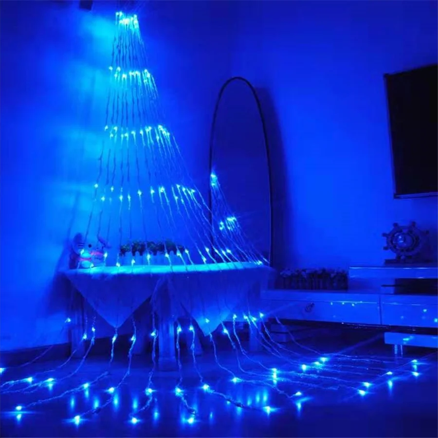 Creativo 3*3M 3*2M Led Waterfall Meteor Shower Christmas Garland String Light Eu Plug Fairy Curtain Lights Per Party Patio Decor