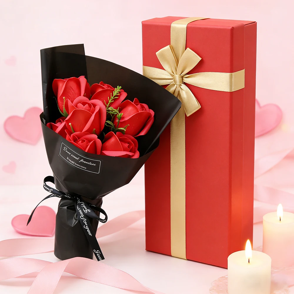 Valentinstag Geschenk Dekoration Rose Künstliche Blumen Blumenstrauß 24CM Gefälschte Blume für Freundin Geschenk Muttertag Dekor Blume – Detail 2