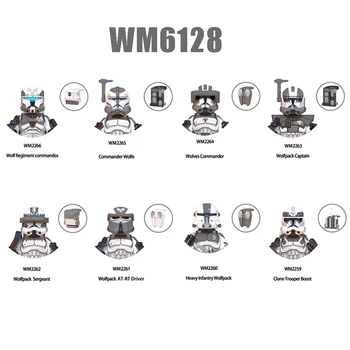 WM6128 헤비 보병 울프팩 빌딩 블록, 늑대 연대 특공대, 미니 피규어, 지휘관 울프 브릭 피규어, 어린이 장난감