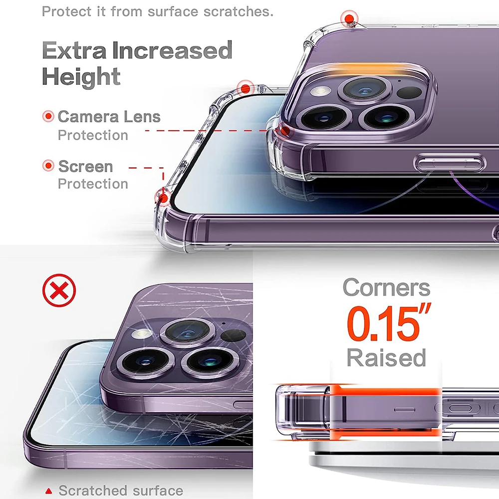 Clear Phone Case iphone case phone case phone protector cover screen protector tempered glass for iPhone 14-7 8 Plus XR XS Max