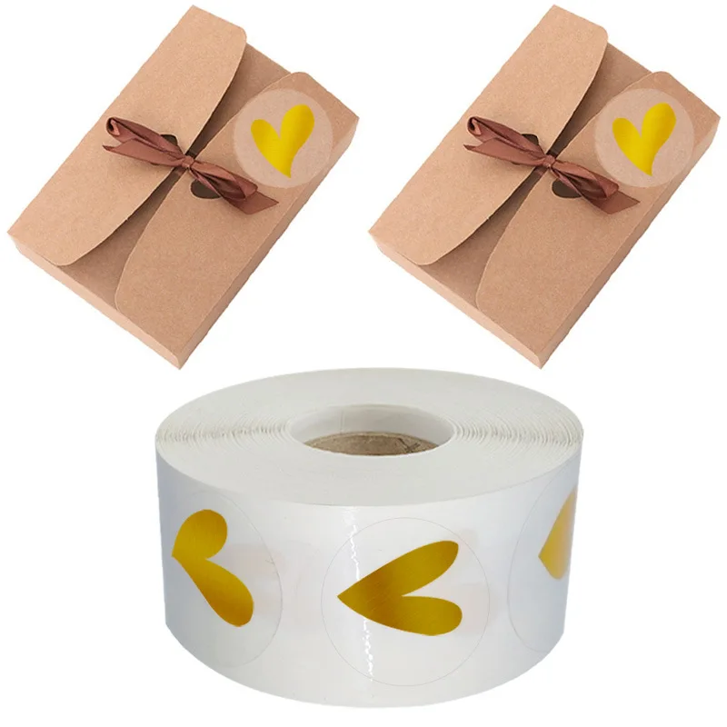 Decorative Stickers 100-500pcs 1inch Golden Heart Sticker for Product Lovely Gift Sealing Decoration Supply Transparent Waterproof Packing Label cartoon stickers decorative stickers self adhesive stickers custom stickers stationery stickers anime stickers paper stickers adhesive stickers decorative labels stickers animal stickers