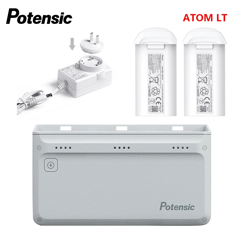 Adaptateurs secteur inclus pour le Chargeur Drone ATOM 2, compatibles prises européennes, américaines, australiennes et britanniques.