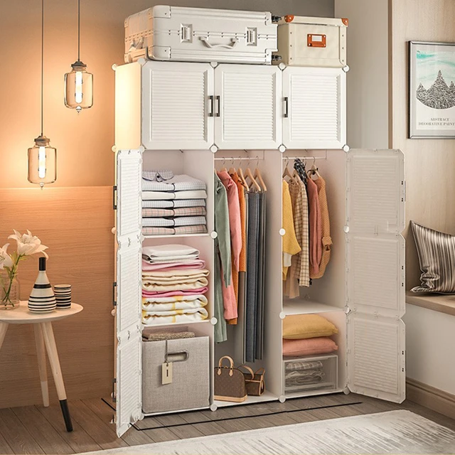 Plastic Dresser Wardrobe Storage Cabinet Coat Racks Organizer