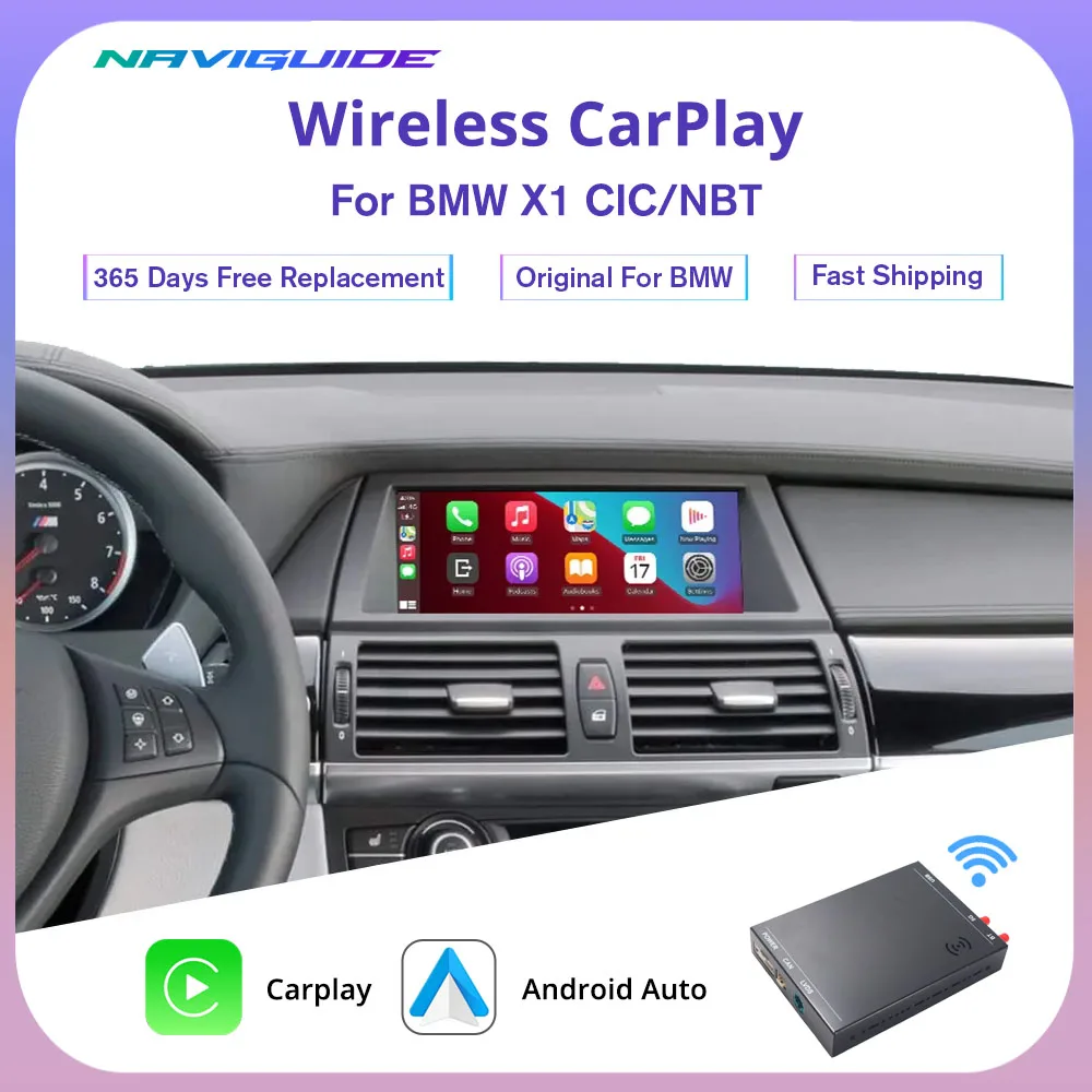

NAVIGUIDE Wireless CarPlay Android Auto Interface For BMW X1 CIC/NBT System Carplay Module With Link Airplay Function