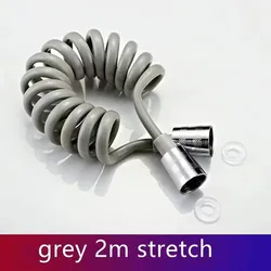 Flexible Universal Shower Hose with Spring Extension - Durable Hand Sprayer Connector (Grey 2M)