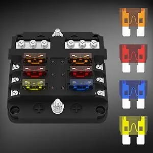 12V Sicherungsblock 6-Wege mit LED-Anzeigeleuchte 12 Volt Sicherungskasten ATO/ATC Marine Sicherungspanel Wasserdicht 24V für Automotive Boot Auto – Detail 2