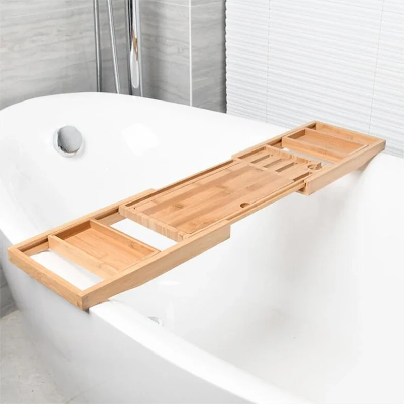 Expandable Luxury Wooden Bathtub Caddy Tray Bathtub Accessories Home Soap Dish Non Slip Tablet Holder Storage Holder wooden tray bathtub storage rack