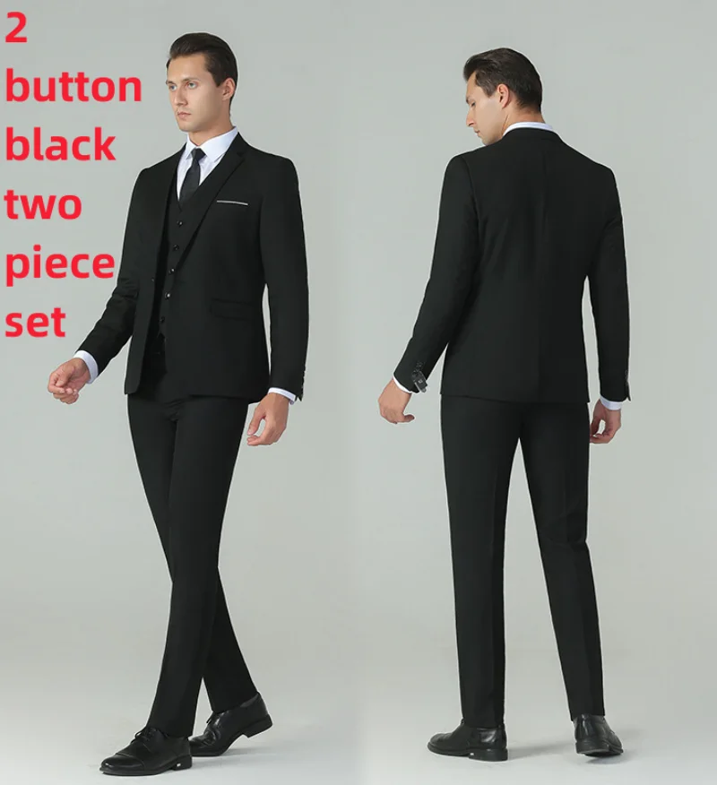 Men Wedding Drees Suits Groom Solid Formal Wear Dress Sets Jackets+Pants 2 Pieces Suits Male Solid Business Fit Suits Size 6XL
