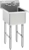 Commercial Stainless Steel Sink 1 Compartment NSF Prep Utility Sink with 8" Faucet 15" L x 15" W x 12" D Bowl for Hotel and Home 1