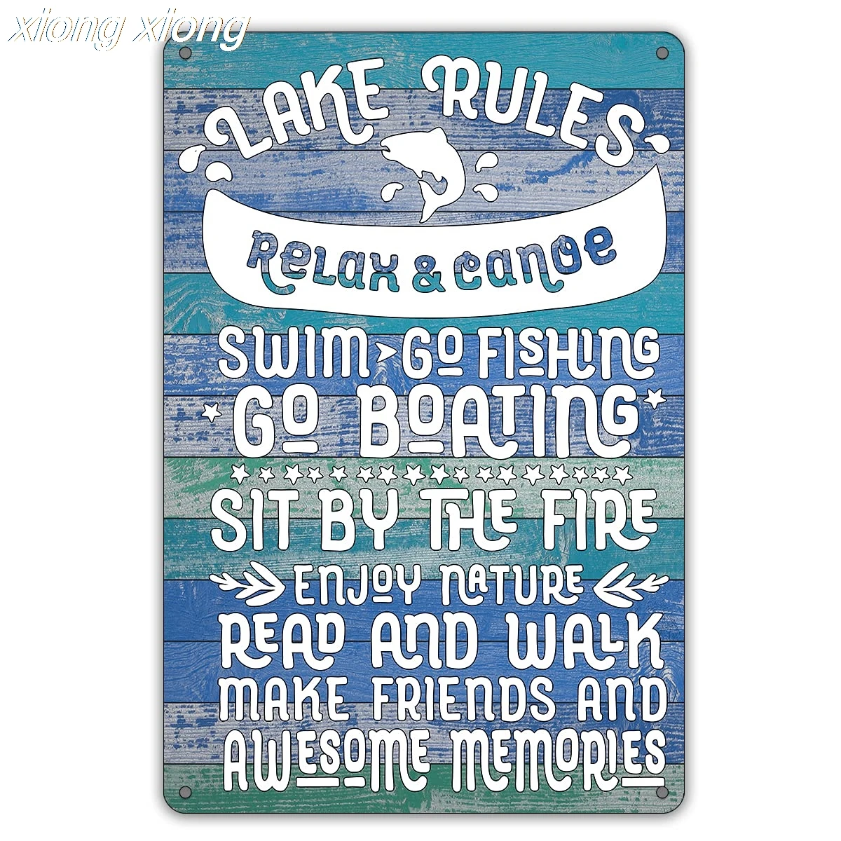 

Lake Rules Metal Tin Sign Wall Décor Farmhouse Rustic Sign for Home Lake House Decor