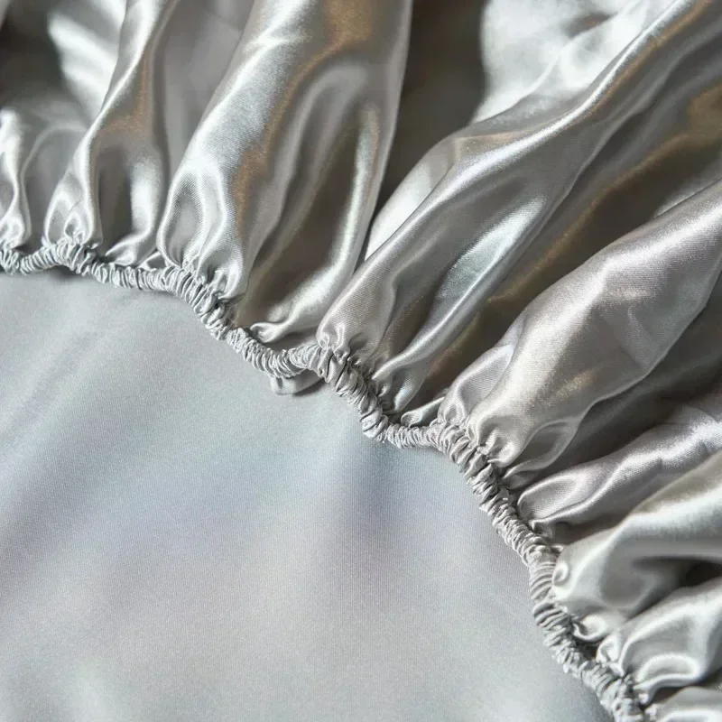1pc Silk Satin Fitted Sheet Ice Silk Bed Cover Washed Silk Mattress Cover, Simmons Dust Cover, Comfortable and Soft /bed sheets 4