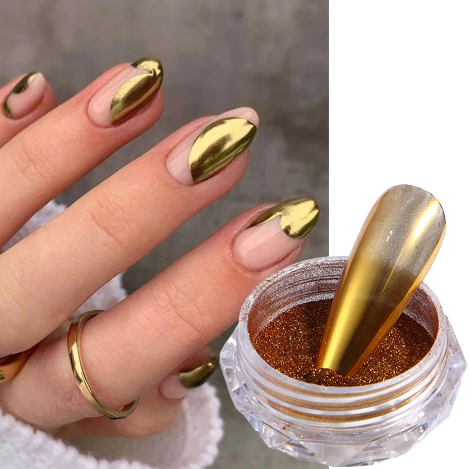 Mirror Nail Glitter Powder Gold Silver Metallic Effect Pigment Gel Polish Chrome Flakes Dust Holographic Nail Art Decoration - AliExpress