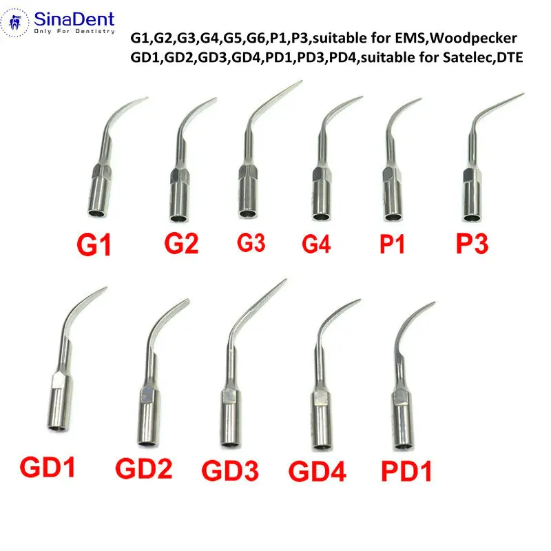 5Pcs Dental Ultrasonic Scaler Tips G1 G2 G3 G4 P1 P3 GD1 GD2 GD3 GD4 PD1 for EMS Woodpecker DTE Satelec  Dental  Instruments