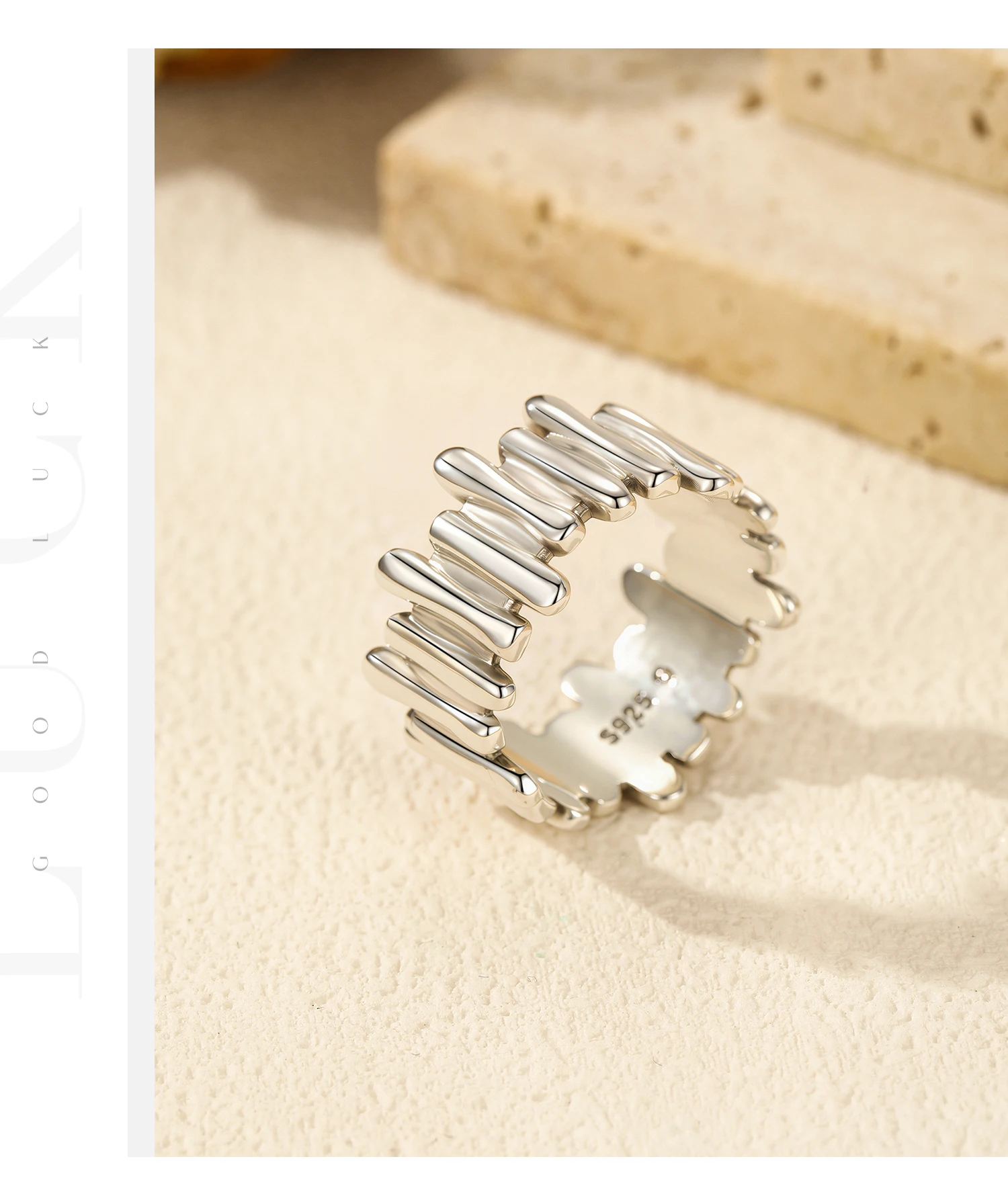 MODIAN 925 Sterling Silber Flüssigkeit Unregelmäßige Vintage Ringe Retro Breite Stapelbar Mode Finger Ring Für Frauen Partei Edlen Schmuck – Detail 6