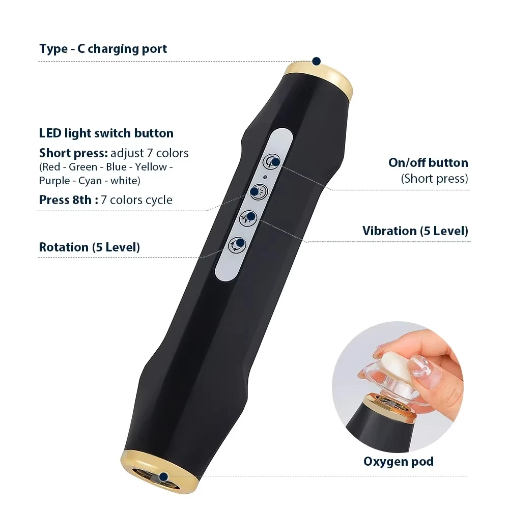 신형 휴대용 충전식 CO2 버블 펜 산소 캡슐 포드 피부 탄력 페이셜 머신 산소 페이셜 키트